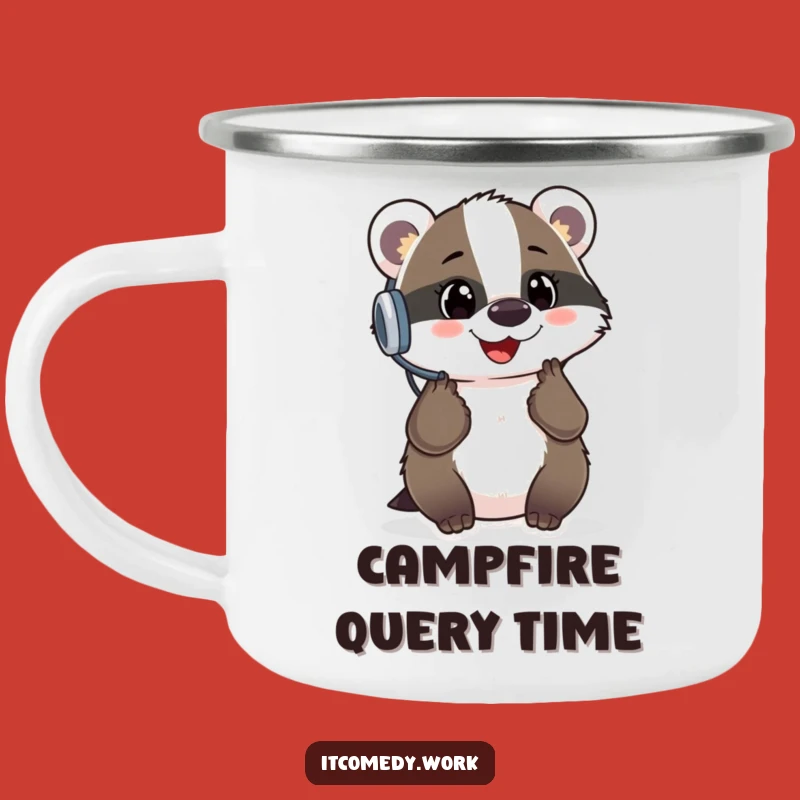 Funny Badger Support Camping Mug: Camp Questions Answered, a durable and funny gift.