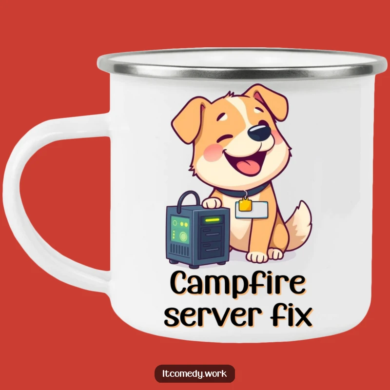Funny Dog Camp Mug - Rugged Humor for Outdoor Tech Enthusiasts