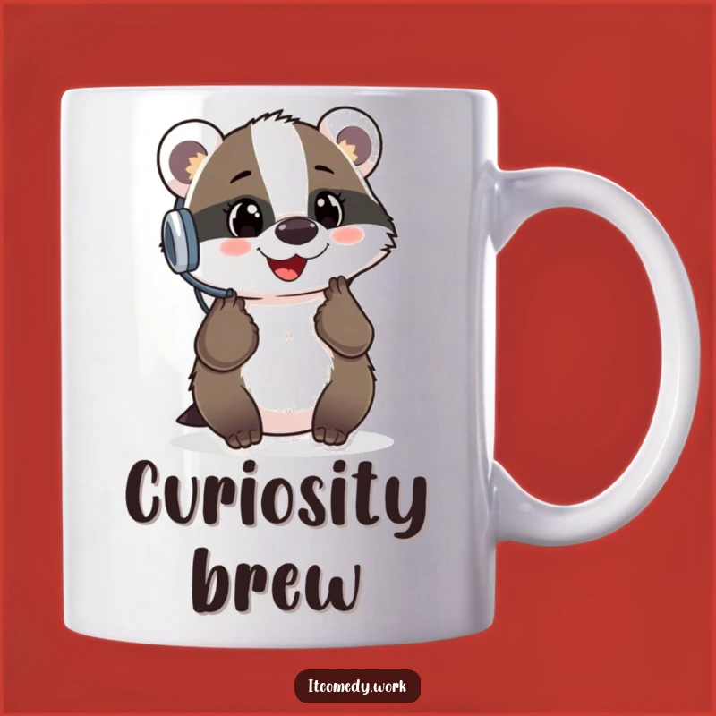 Funny Badger Support Mug: Cheerful Badger Helping, a perfect funny gift for problem solvers.