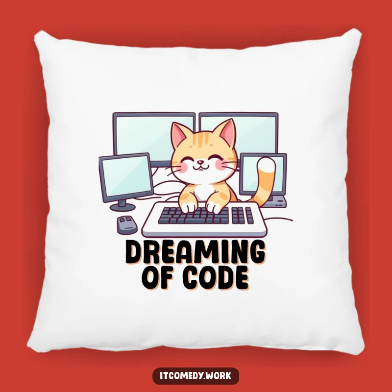 Funny Cat Coder Pillow: Add Playful Comfort & Tech Humor!