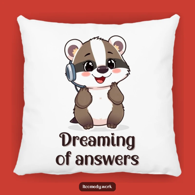 Funny Badger Support Pillow: Cozy Assistance, a plush and funny gift for comfort.