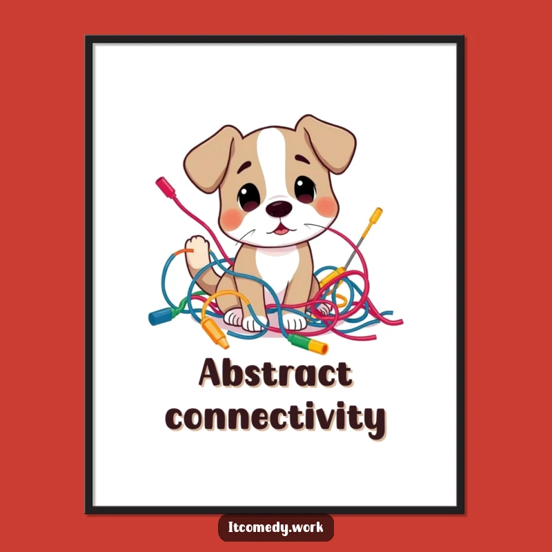 Funny Dog Tech Mess Digital Art: Instant Humor for Your Walls!