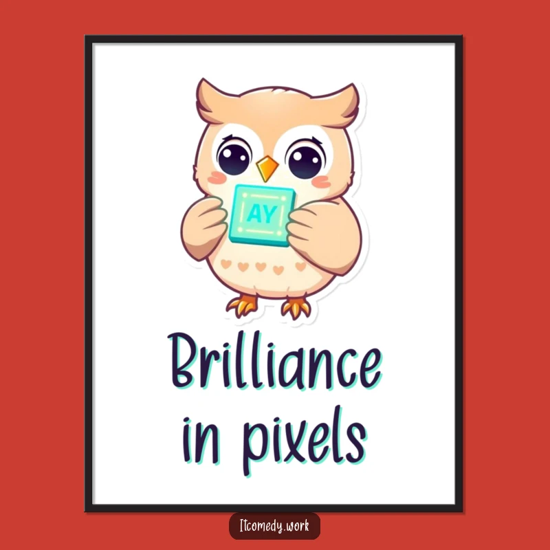 Funny Owl Tech Digital Art: Instant Smart Decor for Your Space!