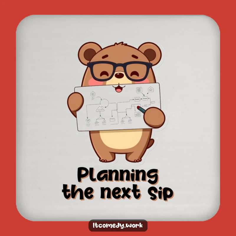 Funny Bear Logic Coaster: Protect Surfaces with Smart Humor!