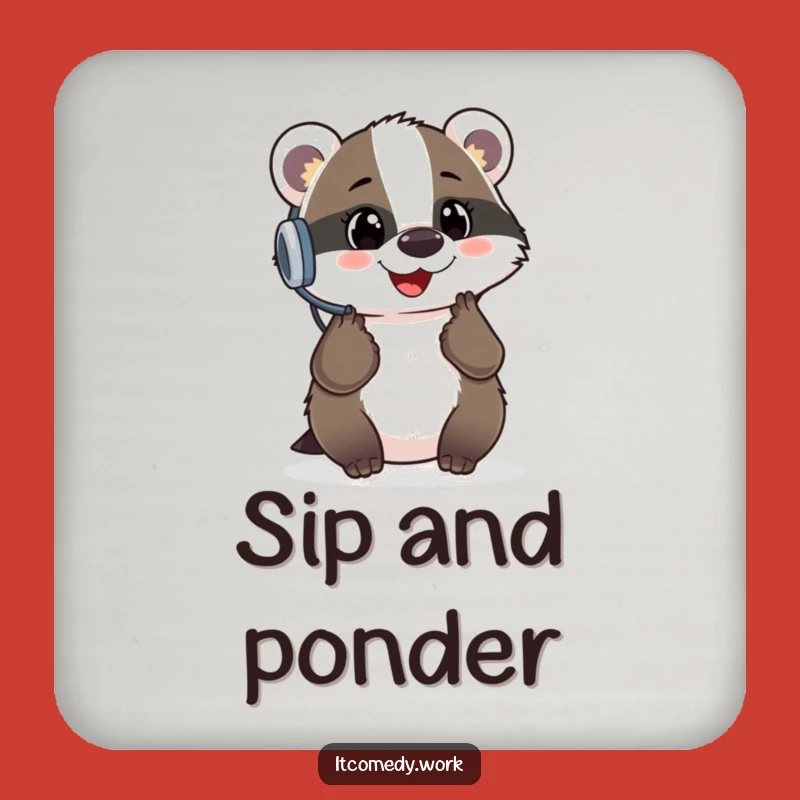 Funny Badger Support Coasters: Protect with Helpfulness, a cheerful and funny gift.
