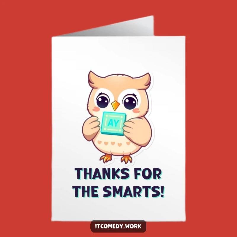 Free Printable Thank You Card: Grateful Owl Tech Whiz - Funny Downloadable Gift