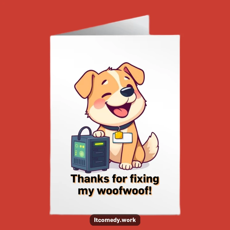 Free Printable Server Dog 'Thanks' Card: Humorous Downloadable Appreciation Gift