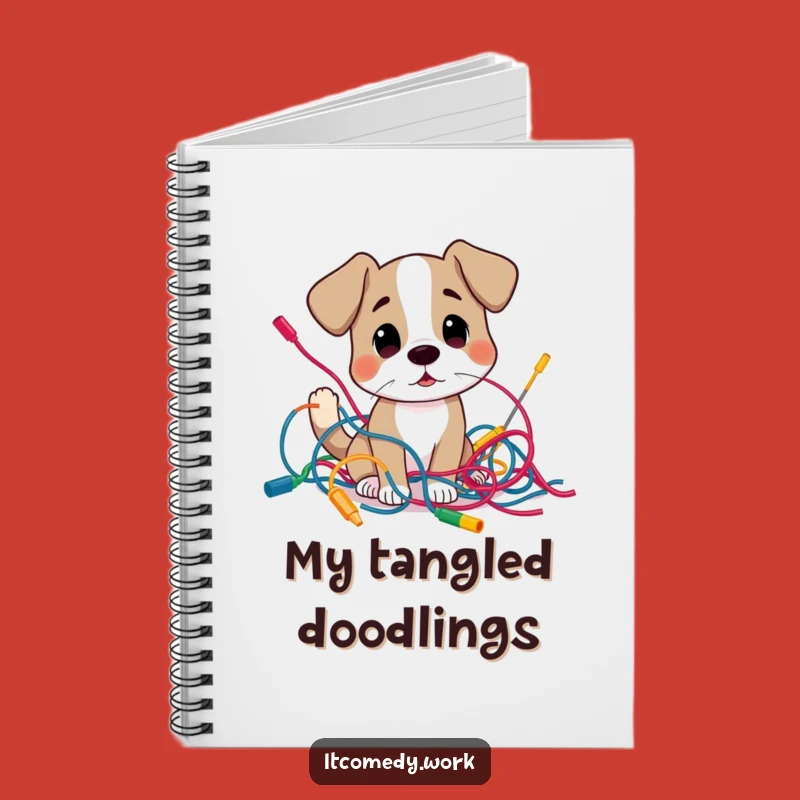 Funny Dog Tech Mess Notebook: Untangle Your Thoughts!