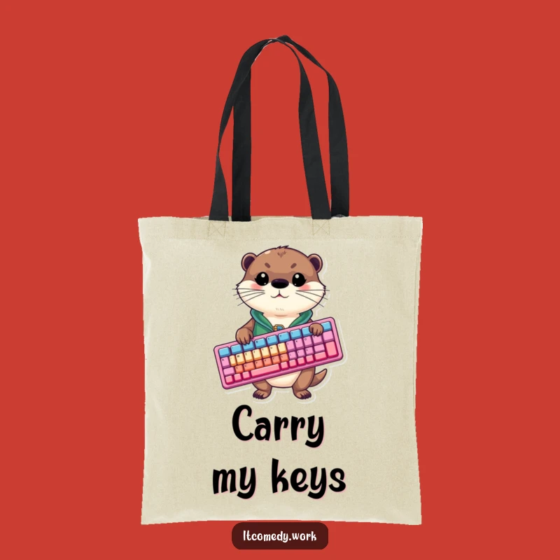 Funny Otter Keyboard Tote Bag - Playful and Practical Gift for Shoppers
