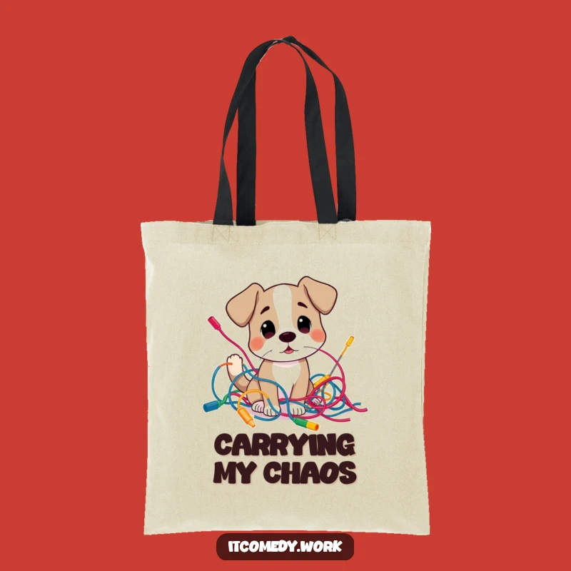 Funny Dog Tech Mess Tote Bag: Carry Your Chaos with Charm!